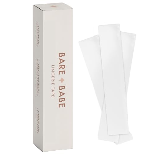 Bare Babe Double Sided Tape for Clothes and Body - Adhesive Fashion Tape for All Skin Shades - Transparent Clear Body Tape for Women's Clothing - Hypoallergenic Fabric Tape for Clothes - 50 Strips
