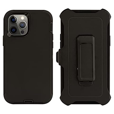 Caseium Cover Compatible with iPhone 12 Pro Max (6.7") | Holster Case Series | Military Grade Heavy-Duty Protection with Belt Clip Holder | Protective Rugged Shockproof Drop-Proof | Black Cover