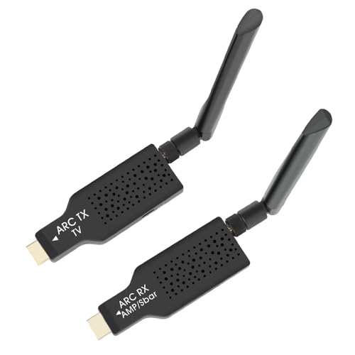 Image of ETZIN Wireless ARC Transmitter and Receiver Kit, HDMI, Range Up to 165ft /50m, Black, for Soundbar and Power Amplifier HDMI ARC Audio Extender Adapter for TV Projector To Sound Bar Speaker (Only Audio)