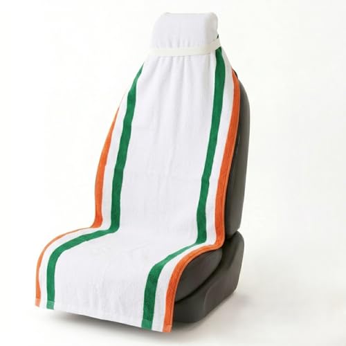 Image of VVIP BAGDA 100% Cotton Car Towel Seat Cover, Front & Rear, Pack of 1, 3 Line Pattern
