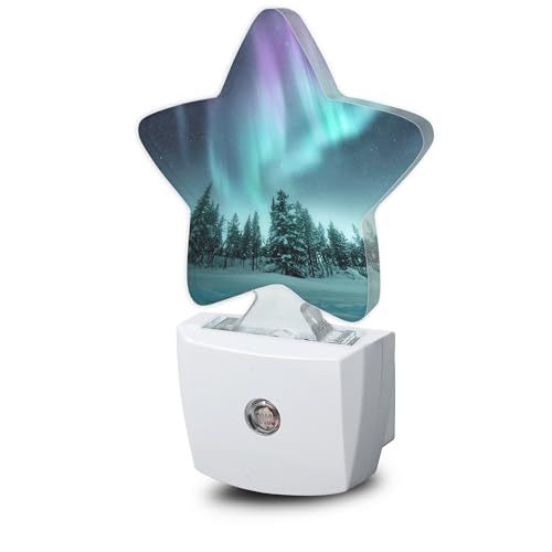 Image of Northern Lights Forest Plug-in Night Light with Dusk-to-Dawn Sensor for Bedroom,Bathroom and Living Room Sleep Friendly lamp for Women /Girls /Boys Gift,0.5W