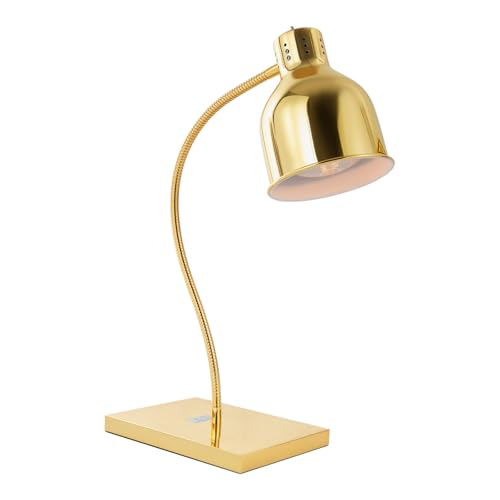 CNCEST Food Heat Lamp, 360° Rotating Food Warming Light, 250W 50HZ Commercial Food Warming Lamp with Tungsten Bulb for Restaurant Kitchen Cafeteria, Gold
