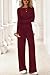 PRETTYGARDN Two Piece Lounge Sets For Women 2025 Casual Long Sleeve Shirts Wide Leg Pants Tracksuit Workout Matching Set(Burgundy,Medium)