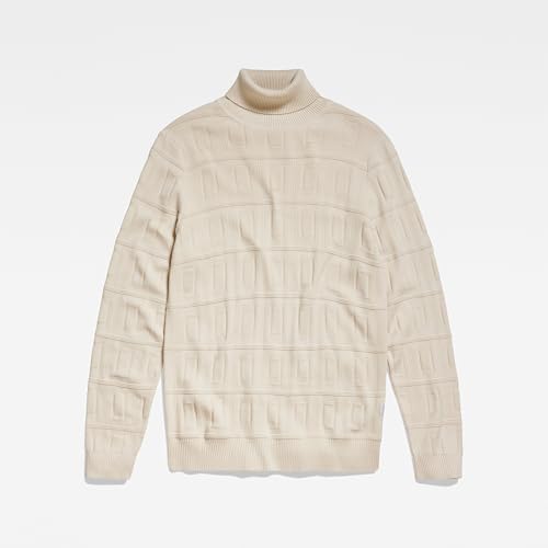 Miniatura 4 de G-Star Raw Jersey Table Structure Turtle Knitted Para Hombre, Beige Eggnog D23934-D167-G076 , Xl