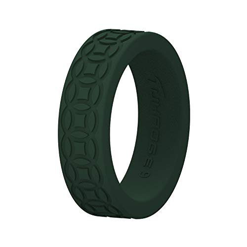 Tuhaoge Silicone Wedding Ring for Women and Men Silicone Rubber Wedding Bands with Many Size and Colors (DarkGreen, 7)