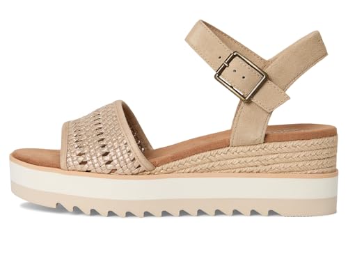 Image of TOMS Women's Diana Wedge Heel Sandal, Leather Upper, Rope-Wrapped Midsole, Adjustable Strap, Buckle, OrthoLite Insole