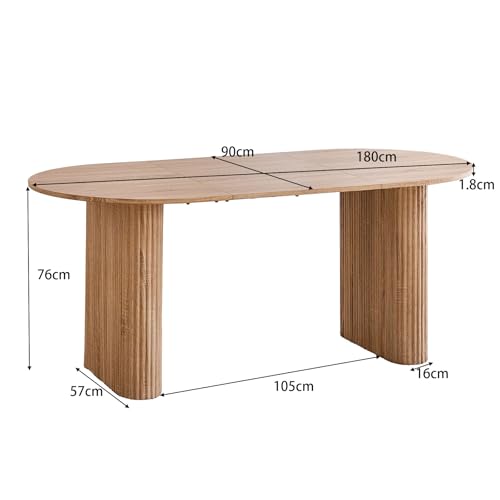 Table à manger ovale 180 cm 6-8 pers MDF, DEYARNA HOME