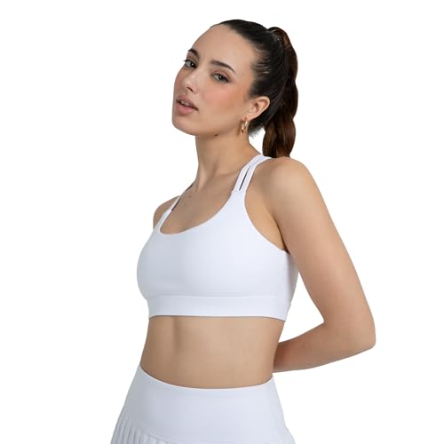 Image of YITTY Active Women's Ultraluxe Strappy Medium Impact Bra, Athleisure, 4-Way-Stretch