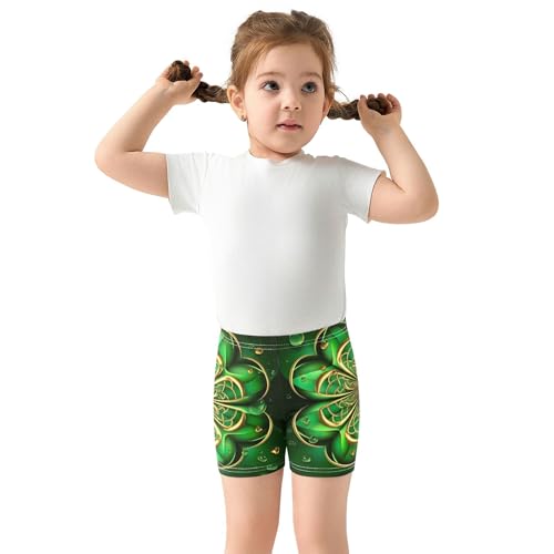 St Patricks Clover Golden Girls' Biker Shorts Toddler 4t Under Shorts for Dresses Cotton Little Girl3