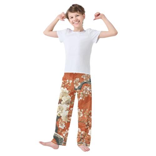 Plum Tree Boys Long Pants Soft Trousers Elastic Waist Kids Lounge Bottoms with Pockets S-XL3