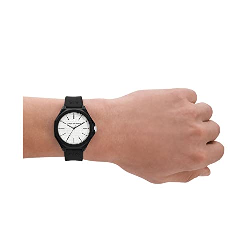 Armani Exchange Silicone Analog White Dial Men Watch-Ax4600, Black Band - Image 6