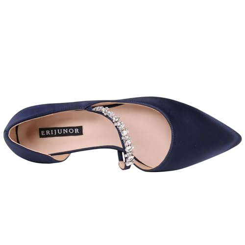 ERIJUNOR E0168F Women Comfortable Low Heel Pointy Toe Pumps Wedding Party Shoes3