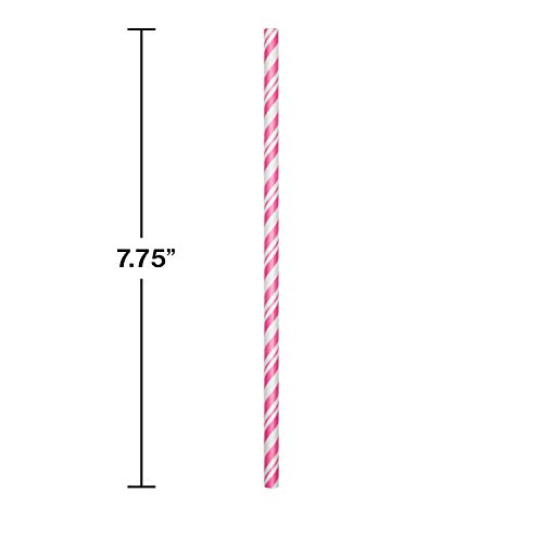 Pitillos de Papel Flexibles Rayas Rosa Caramelo 24 un miniatura 2