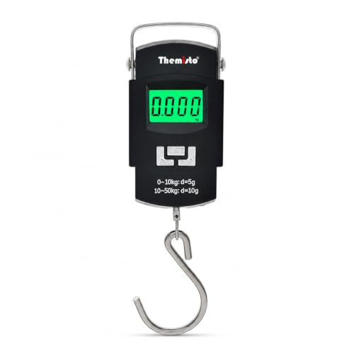 Themisto TH-WS01 Digital Hanging Luggage Scale | 50kg Portable Weighing Scale with LCD Backlit Display | Lightweight, Compact & Easy to Carry | Ideal 