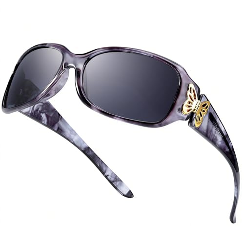 LVIOE Polarized Sunglasses for Women, Fashion Butterfly Decoration Driving Fishing-99.99% UV Protection