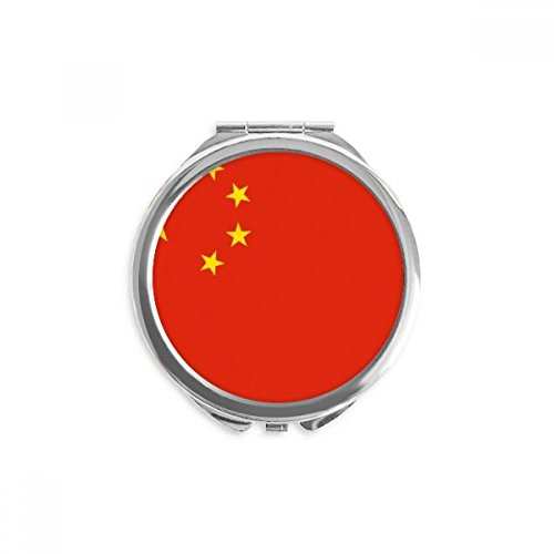 Miroir rond de poche pour retouches maquillage en voyage motif drapeau Chine