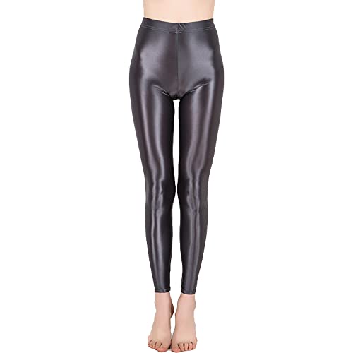 Image of cloudmall Women Sexy Semi Opaque Pantyhose Running Tights Yoga Leggings Oil Shiny Stocking