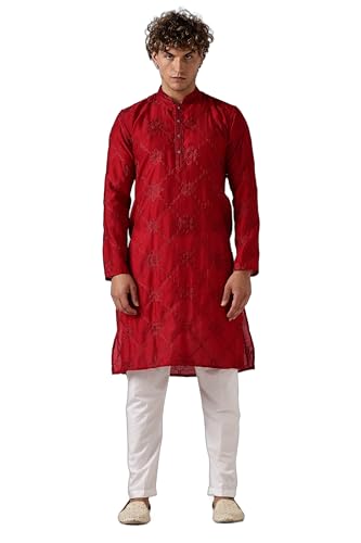 Kurta indien en coton rouge pour soirée à thème et détente estivale