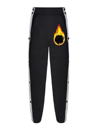 Kids Boys Tear-Away Fleece Pants Side Split Button Basketball Pants Post-Surgery Sweatpants for Running