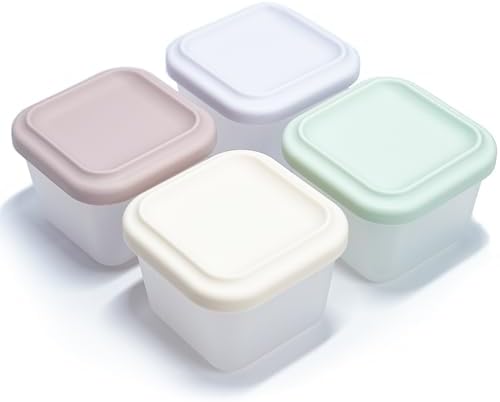 Silicone Food Storage Containers Snack Containers with Lids 5 oz Reusable Small Bento Lunch Snack Pots for Adults & Kids Meal Prep Containers BPA Free 4 Pack