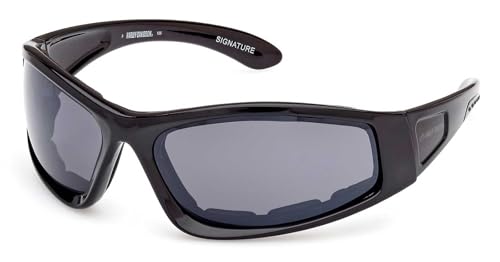 Harley-Davidson Men's Signature Foam Riding Sunglasses, Shiny Black w/Smoke Lens