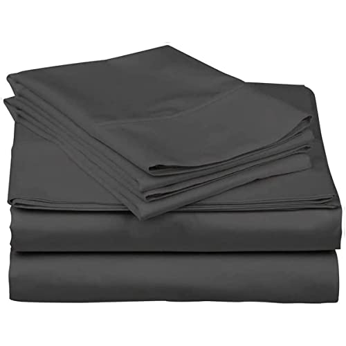 Image of Mattress-Homes 4 Piece Sheet Set 16 inch Deep Short Queen Size Smooth & Soft Sateen Luxury Hotel Collection 100% Long Staple Machine Washable Bedding, Dark Grey Solid