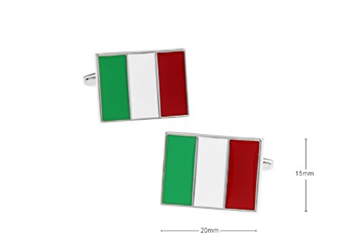 MRCUFF Italian Flag Italy Pair Cufflinks in a Presentation Gift Box & Polishing Cloth2