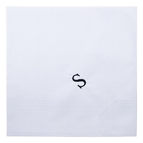 Image of Retreez 8 Pc Pure Cotton Initial Monogrammed Men's Handkerchiefs Hanky Gift Set