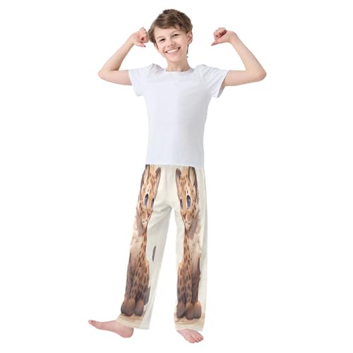 Boys' Pants Cute Leopard Animal Long Bottoms Jogger Pants Elastic Waist Trousers with Pockets S-XL2