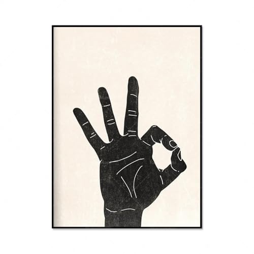 Affiche peace sign et ok gesture tableau abstrait triptyque 60x80cm - 5