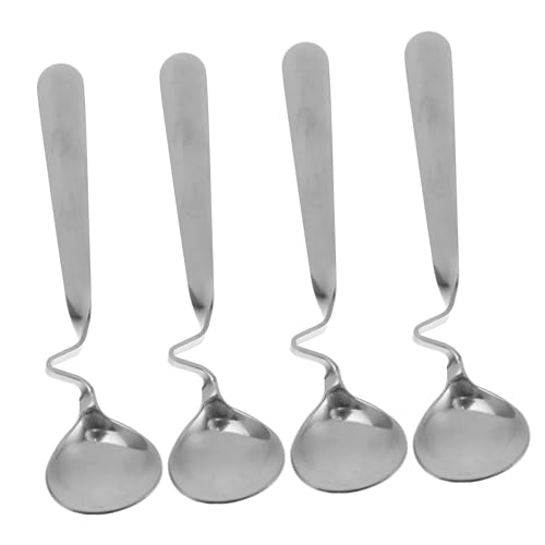NAMOARLY Elegant Curving Handle Spoons 4pcs Silverware Set Stainless Steel Honey Mixers for Tea