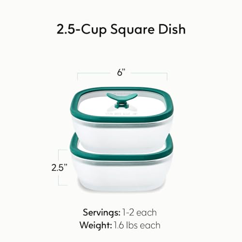 Image of Anyday Microwave Pack of 2 Small Square Dish Containers | Microwave Safe Containers | Microwave Cooking Bowls | Borosilicate Glass Containers with Lid, Diameter 23.88cm Capacity 2.85L