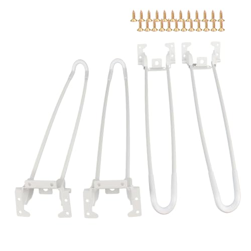 WZDXBQD 16.5 Inch Folding Hairpin Legs,Metal Folding Table Legs Heavy Duty DIY Furniture Legs with Mounting Screws (4, White)