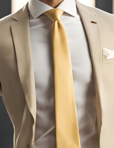 Image of YourTies Zipper Tie for Men Adjustable Pre-tied Satin Neckties and Pocket Square Set Solid Color Business Formal Wedding