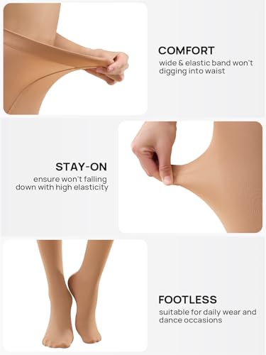 Image of MANZI Women's 2-6 Pairs Opaque Control Top Tights Comfort Stretch Pantyhose