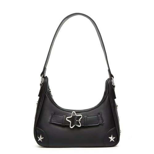 Cute Y2k Purse, HandBag Star Pattern Y2k Accessories for Women 90s Mini Vintage Bag (Black)