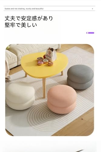 スツール おしゃれ 丸椅子 もこもこ ボアスツール 収納可能 コンパクト フットレスト オットマン 玄関 椅子 子供用 北欧風 洗えるカバー 重ね置き可能 (ホワイト,4層構造) [並行輸入品] [5]