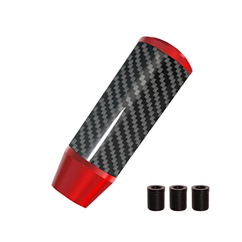 Monrand 3.5 Inch/9Cm Carbon Fiber Shift Knob Aluminum Alloy Shifter Knob With Adapter Fit For Manual And Buttonless Automatic Vehicles, Gear Shift Knob With Carbon Fiber Grip(Red) #TOP6
