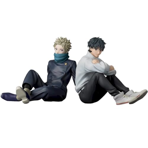 MABAIUDE 2pcs JJK Figure Inumaki Toge and Okkotsu Yuta Figure Statue Sitting Pose JJK Anime Figurine Model Handmade Collectible Car Desktop Decor Gifts for Fans