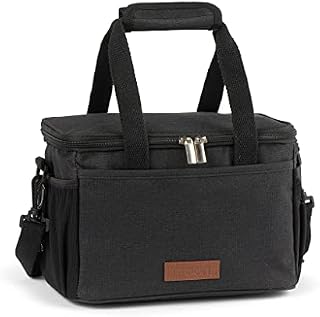 Moon Insulated Lunch Bag with Bottle Holder - Cool Bags for Women, Men, Adults and Kids - Thermal Lunch Boxes for Work - Lunch Tote Bag with Shoulder Strap - UK Company (7 Litre, Black)