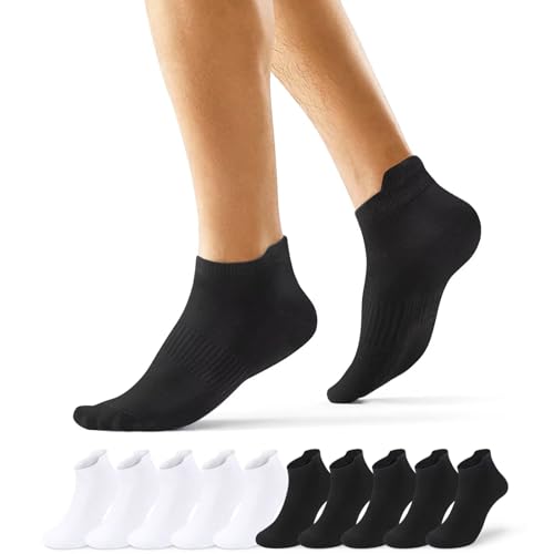 EKSHER Calzini Donna Corti 10 Paia Calze Uomo Corte Estivi Calza Sportive Cotone Nero Bianco Bianchi Elastiche Running Trekking Tennis Traspirante Morbido