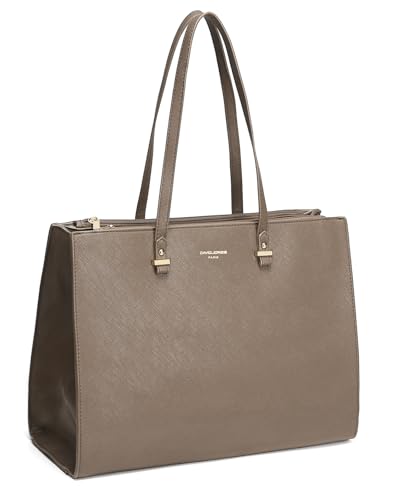 David Jones - Sac à Main Cabas Fourre-Tout Femme Grande Taille XL - Sac Porté Epaule Cours Lycée Travail Business Format A4 - Sac Simili Cuir Shopper Anse...