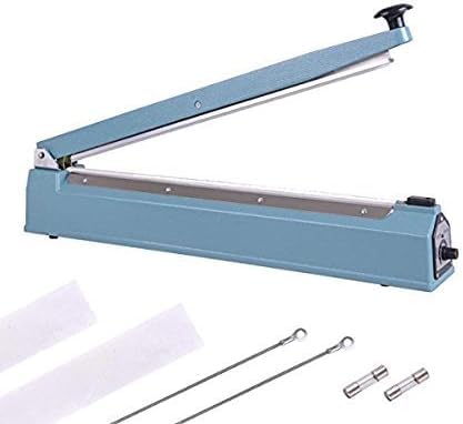 20 Inches 500mm Bag Sealer Handheld Heat Impulse Machine w/Sealing Elements & Teflon Sheets for Appliance Home Supermarkets Shops Household