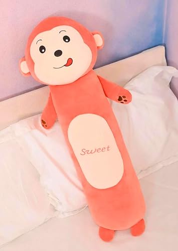 Image of Tickles Monkey Soft Stuffed Plush Animal Bolster Pillow Cushion for Sofa Boys & Girls Birthday Gift (Size: 50 cm Color: Orange)