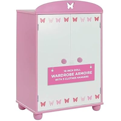 Emily Rose 18 Inch Doll Closed Door Clothes and Accessories Closet Butterfly Furniture Collection Fits 18 Dolls Like American Girl Our Generation Adora My Life As Includes 5 Hangers USA Brand