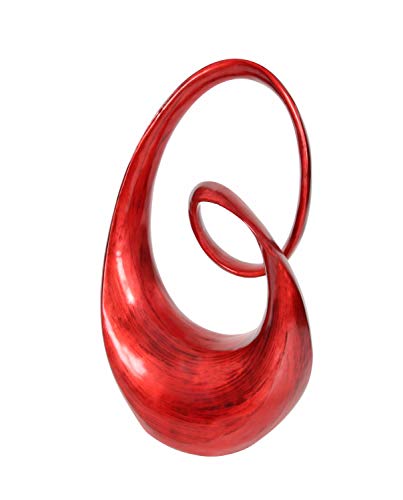 Deco 79 Polystone Abstract Swirl Sculpture, 13" X 7" X 24", Red #TOP2