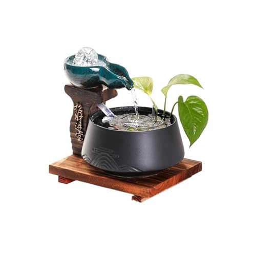 Fontaine de table anti-stress, cascade d'intérieur en céramique et bois