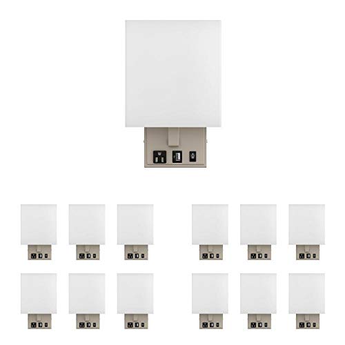 LEDMyplace 1-Light Decorative LED Wall Sconce Lighting Fixture, Iron Body and Acrylic Shade, UL Listed, Brushed Nickel Finish, Modern Indoor Lamp for Bedroom, Dining Room, E26 Base, Pack of 12