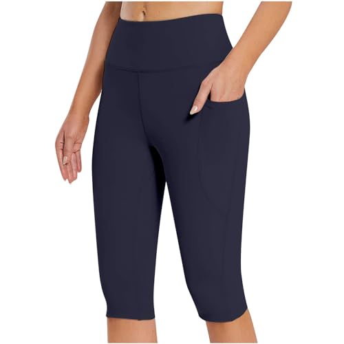 Nantdog Capri Yoga Pants for Women 2025 High Waisted Tummy Control Stretch Ealstic with Pockets Slim Capris Leggings Legins para Mujeres Black Dollar Deals Sale Items on amaon