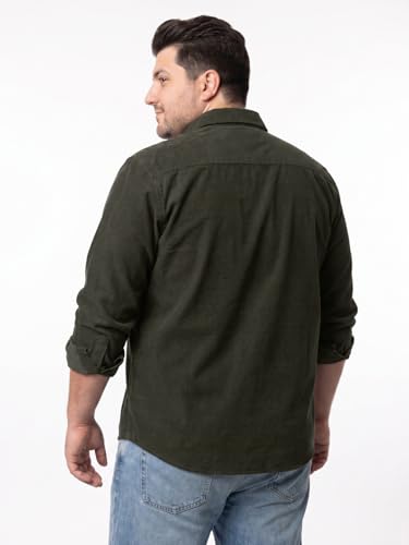 Image of Urbano Plus Men's Corduroy Full Sleeve Regular Fit Solid Overshirt with Utility Pockets